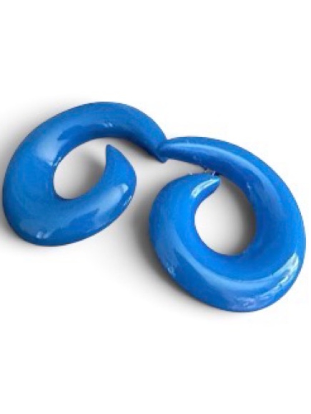 Vintage 80s Avon Cobalt Blue Abstract Swirl Statement Stud Earrings 1.25”
